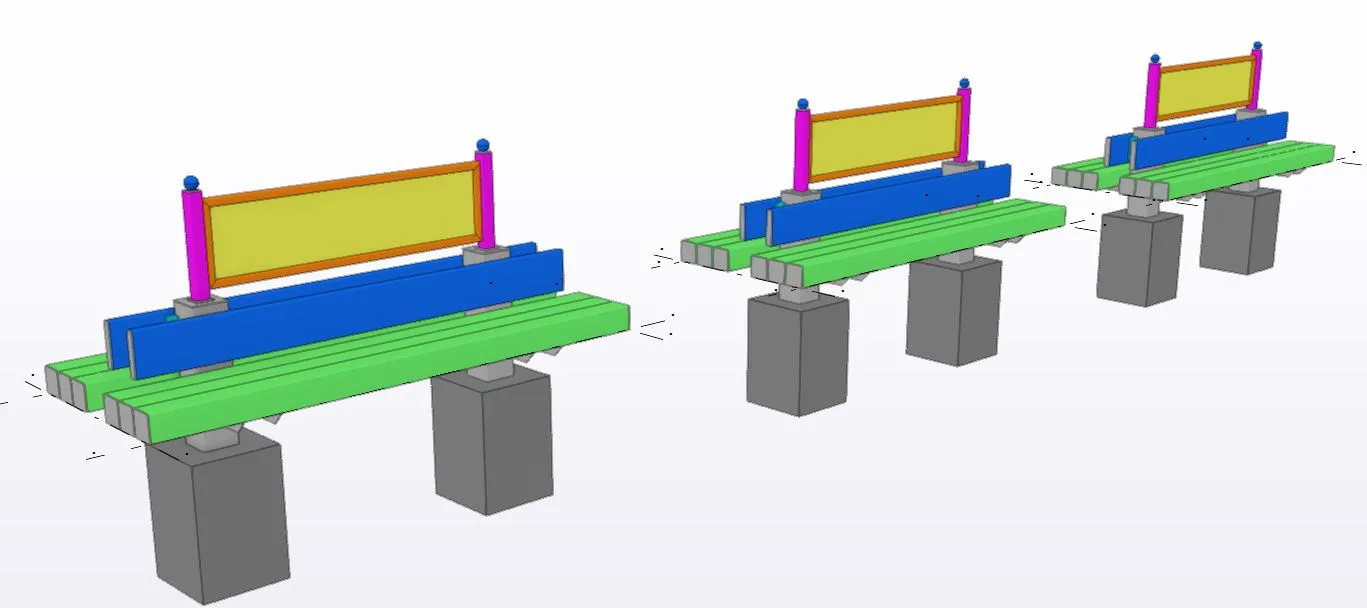 Anderson Hall Steel Bench BIM Model